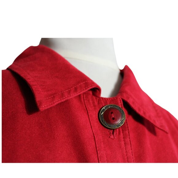 Northern Reflections SZ L Button Up Women's Red Faux Suede Lined Jacket - Picture 3 of 9